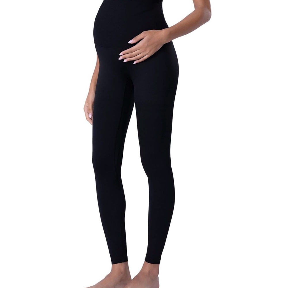 Women's Black Maternity Leggings No Front Seam